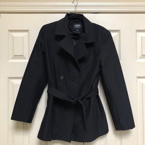 Black double breasted trench coat